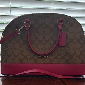Coach Tan and Pink Satchel Bag
